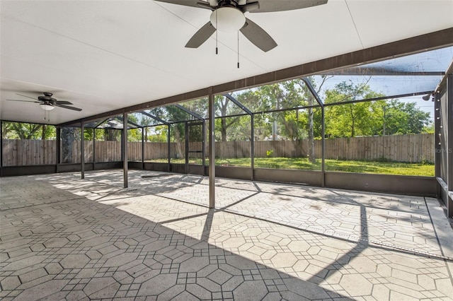14013 Briardale Ln, Tampa, FL 33618 - view of patio featuring a fenced backyard, a lanai, and a ceiling fan
