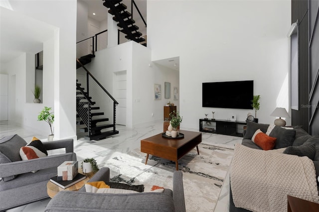 7608 Antilla St, Tampa, FL 33625 - living room with marble finish floor and stairs