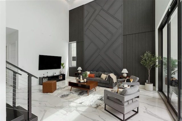 7608 Antilla St, Tampa, FL 33625 - living room with marble finish floor and a towering ceiling