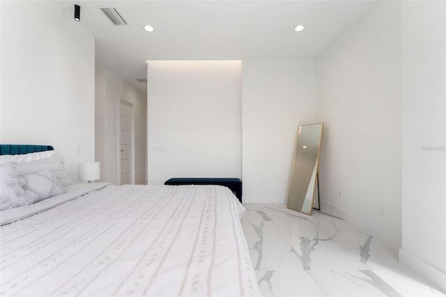 7608 Antilla St, Tampa, FL 33625 - bedroom featuring marble finish floor, visible vents, and recessed lighting