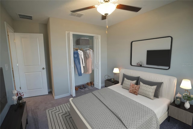 1038 Ocean Spray Dr, Ruskin, FL 33570 - carpeted bedroom with a closet, baseboards, and ceiling fan