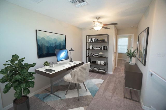 1038 Ocean Spray Dr, Ruskin, FL 33570 - carpeted office featuring baseboards and ceiling fan