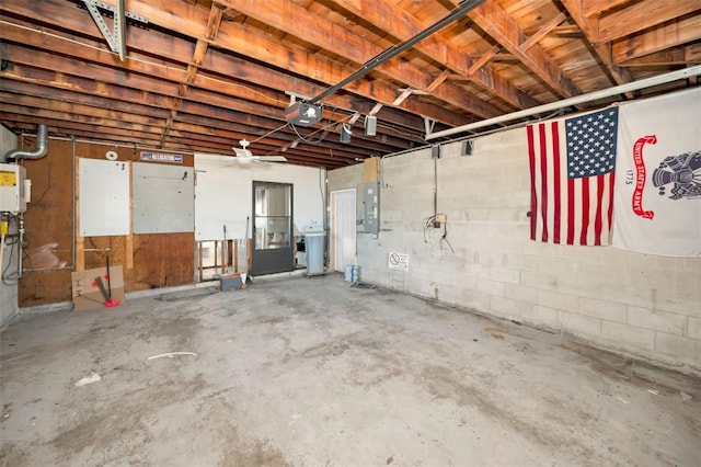 366 La Hacienda Dr, Indian Rocks Beach, FL 33785 - below grade area with electric panel and concrete block wall