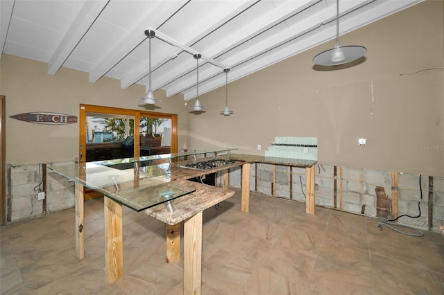 366 La Hacienda Dr, Indian Rocks Beach, FL 33785 - dining area with vaulted ceiling with beams