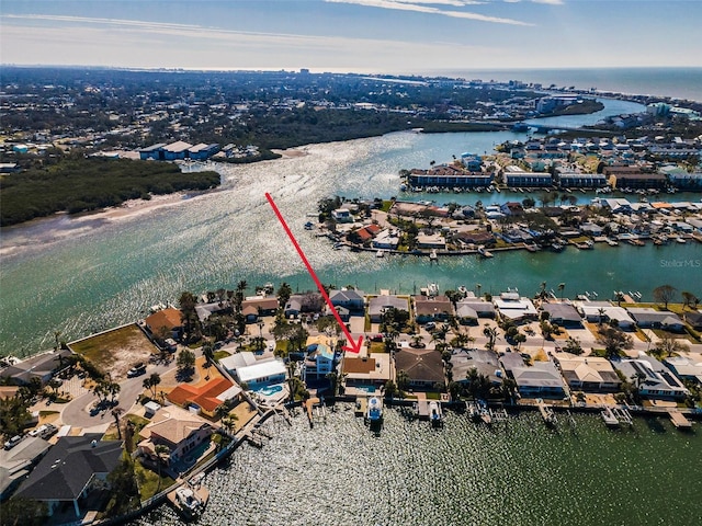 366 La Hacienda Dr, Indian Rocks Beach, FL 33785 - aerial view featuring a water view and a residential view