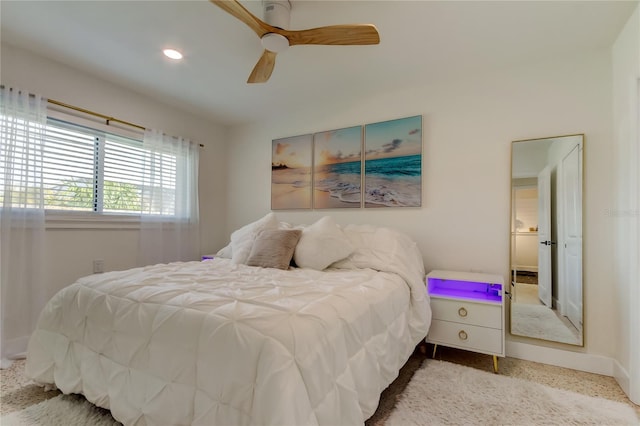 2488 Del Rio Way, Dunedin, FL 34698 - bedroom with baseboards, a ceiling fan, and recessed lighting