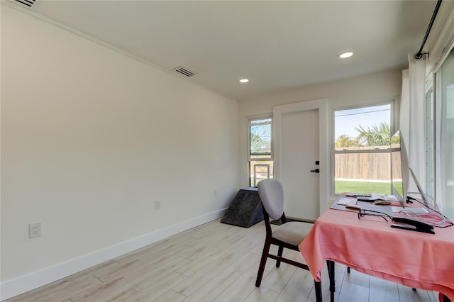 2488 Del Rio Way, Dunedin, FL 34698 - home office with baseboards, light wood-style floors, and recessed lighting