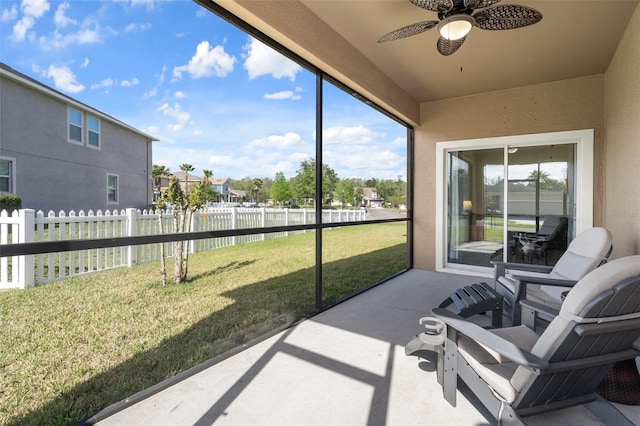 21046 Passive Porch Dr, Land O Lakes, FL 34637 - sunroom / solarium featuring a water view and ceiling fan