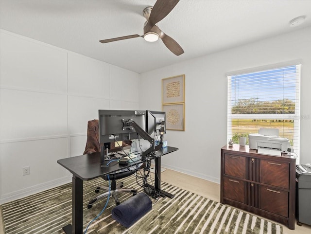 9617 Branching Ship Trce, Wesley Chapel, FL 33545 - office space with baseboards and ceiling fan