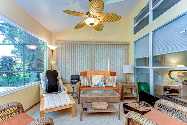 14119 Stonegate Dr, Tampa, FL 33624 - sunroom featuring lofted ceiling and carpet floors