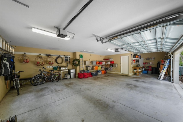 garage with a garage door opener