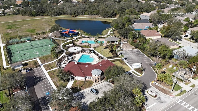 bird's eye view featuring a water view