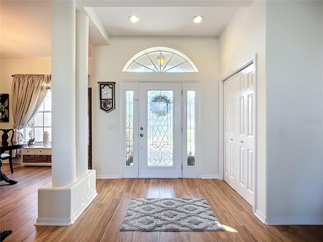 3625 Gaviota Dr, Ruskin, FL 33573 - foyer featuring baseboards and wood finished floors