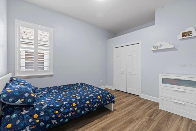 14521 Mirasol Manor Ct, Tampa, FL 33626 - bedroom featuring wood finished floors, baseboards, and a closet