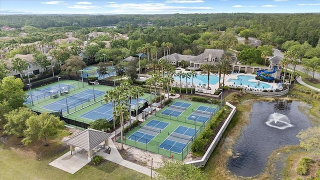 14521 Mirasol Manor Ct, Tampa, FL 33626 - bird's eye view of a heavily wooded area and a pool area