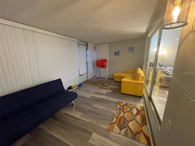 living area with wood finished floors