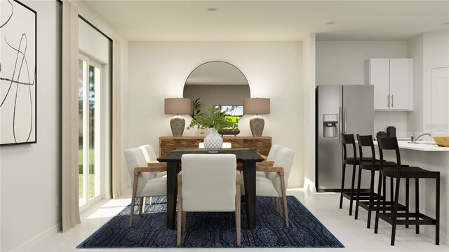 dining room with light tile patterned flooring, baseboards, and a healthy amount of sunlight