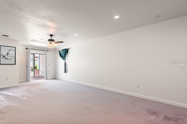 1509 Coachlight Way, Dunedin, FL 34698 - unfurnished room featuring light carpet, baseboards, ceiling fan, and recessed lighting