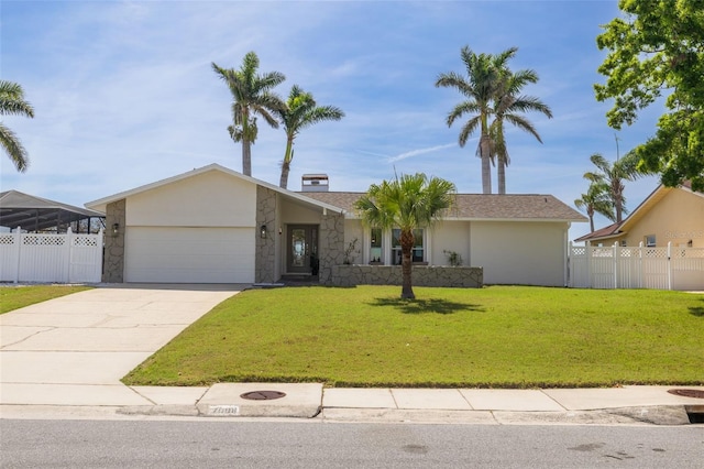 7906 Bayshore Dr, Seminole, FL 33776 - view of front of property with an attached garage, stucco siding, and fence