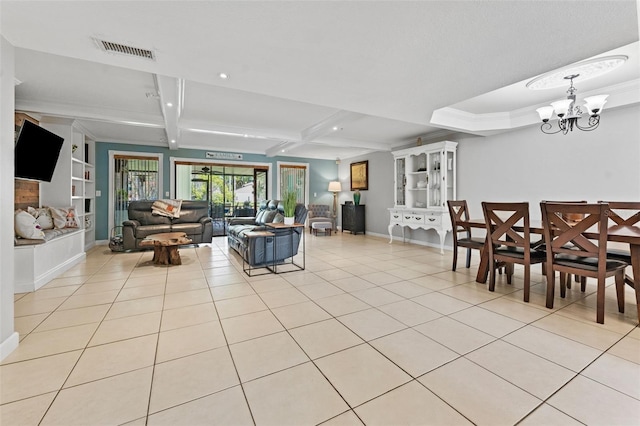 170 Ingrid Pl, Oldsmar, FL 34677 - living area featuring light tile patterned floors, an inviting chandelier, baseboards, visible vents, and recessed lighting