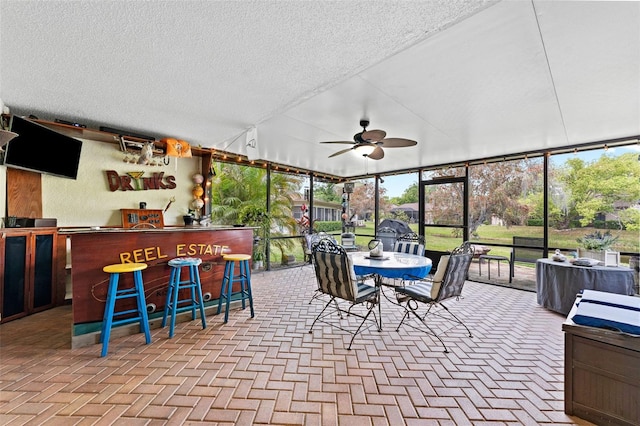 170 Ingrid Pl, Oldsmar, FL 34677 - sunroom featuring outdoor dry bar and ceiling fan