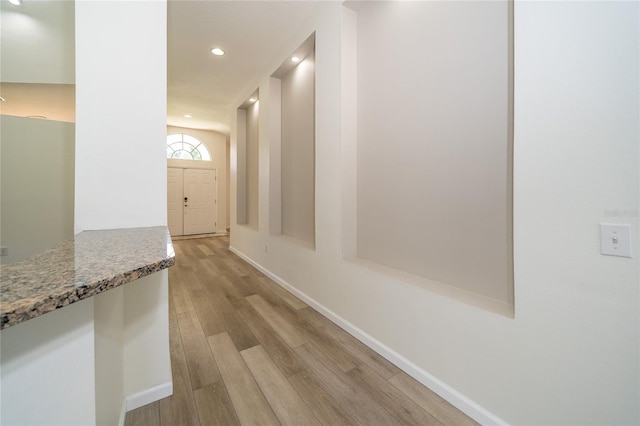 5331 Villagebrook Dr, Wesley Chapel, FL 33544 - hall featuring light wood-type flooring, recessed lighting, and baseboards