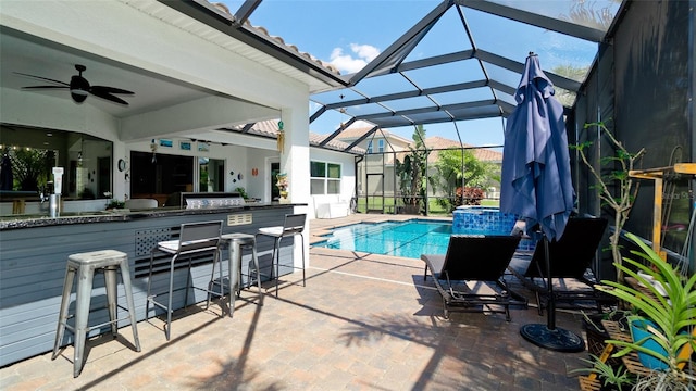 16612 5th Ave E, Bradenton, FL 34212 - view of pool with a pool with connected hot tub, a patio, and a lanai