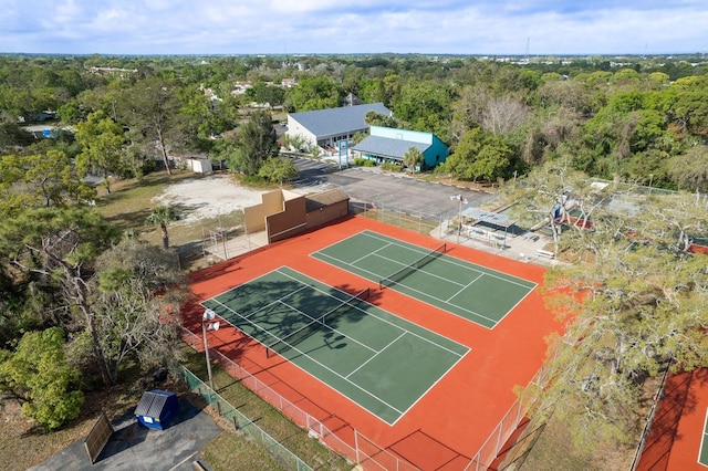 aerial view with a wooded view