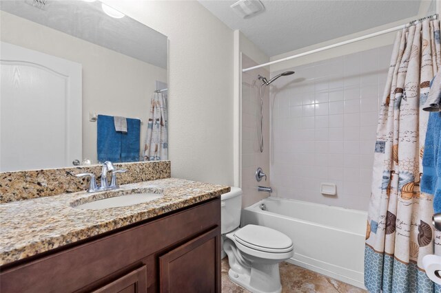 2404 Dovesong Trace Dr, Ruskin, FL 33570 - full bath featuring shower / bath combo, vanity, toilet, and tile patterned floors