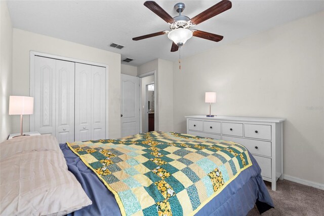 2404 Dovesong Trace Dr, Ruskin, FL 33570 - bedroom with a closet, carpet flooring, baseboards, and a ceiling fan