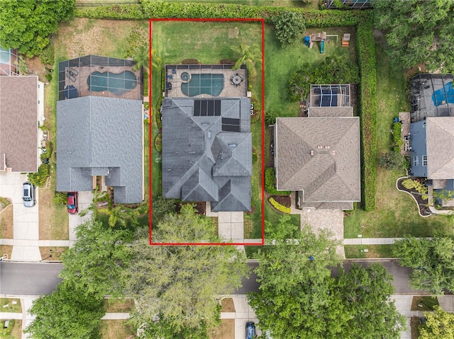 aerial view featuring a residential view
