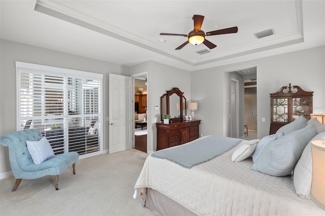 14817 Tudor Chase Dr, Tampa, FL 33626 - carpeted bedroom featuring a raised ceiling, ceiling fan, and baseboards