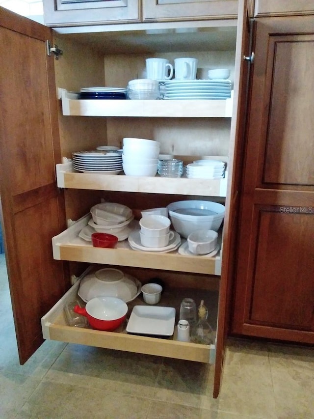 room details with brown cabinetry