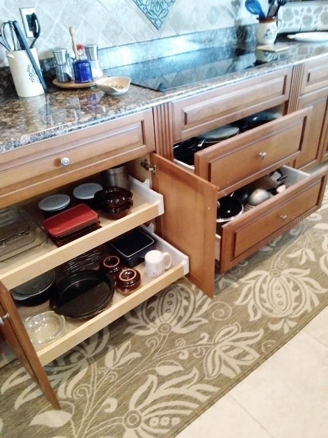 interior space with stone countertops