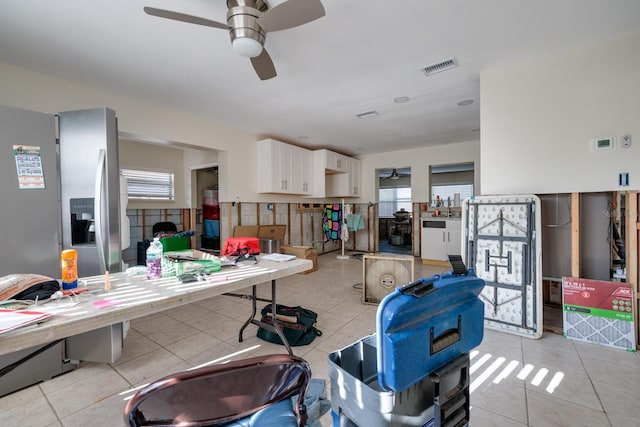 4126 Carson St NE, Saint Petersburg, FL 33703 - interior space with visible vents, a ceiling fan, and light tile patterned flooring