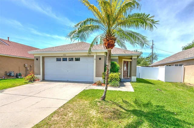1666 Meadow Oak Ln, Tarpon Springs, FL 34689 - view of front of home with stucco siding, a garage, driveway, and roof with shingles