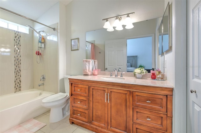 1666 Meadow Oak Ln, Tarpon Springs, FL 34689 - bathroom with tile patterned floors, vanity, and washtub / shower combination
