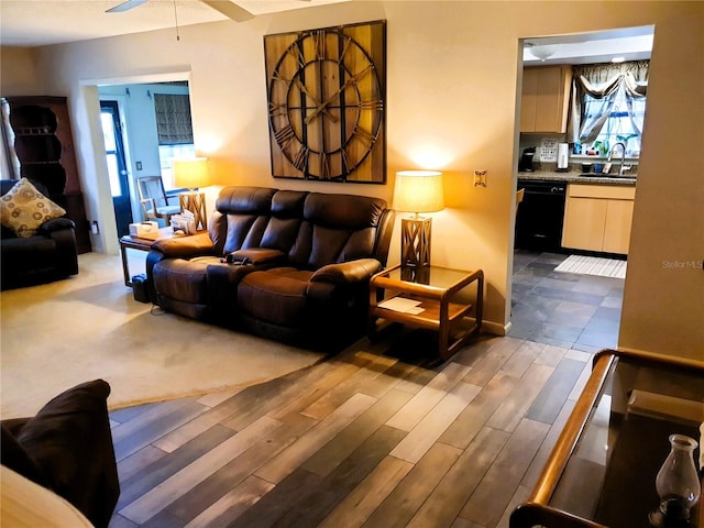8810 41st St N, Pinellas Park, FL 33782 - living area with wood finished floors and ceiling fan