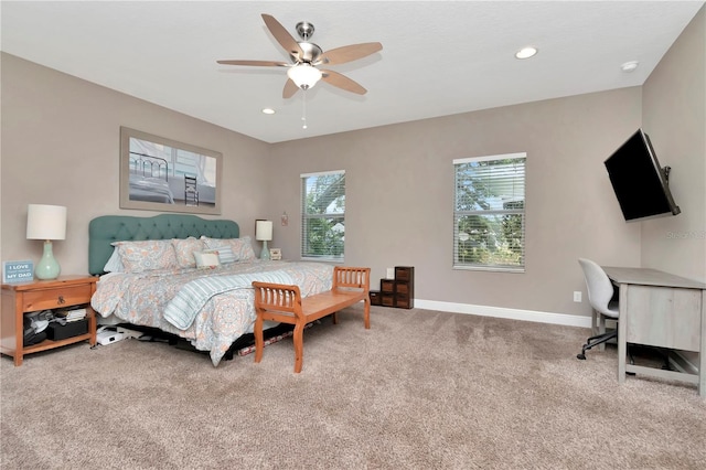 3408 W Bay Ave, Tampa, FL 33611 - carpeted bedroom featuring ceiling fan, recessed lighting, and baseboards