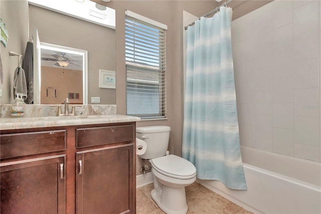 3408 W Bay Ave, Tampa, FL 33611 - full bathroom featuring toilet, vanity, shower / tub combo with curtain, and tile patterned floors
