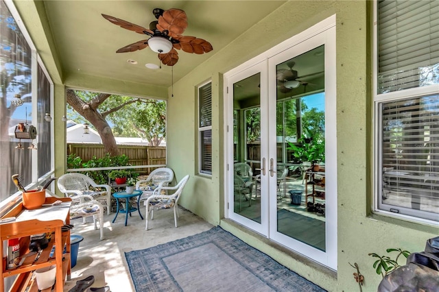3408 W Bay Ave, Tampa, FL 33611 - sunroom / solarium with french doors and ceiling fan