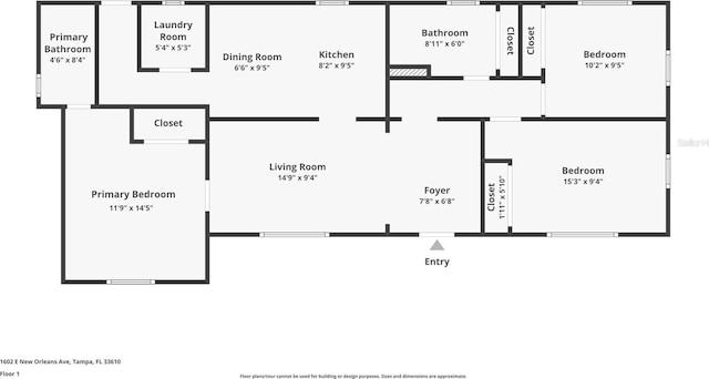 1602 E New Orleans Ave, Tampa, FL 33610 - view of property floor plan