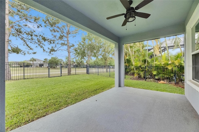 6611 Current Dr, Apollo Beach, FL 33572 - view of yard featuring a ceiling fan and a patio area