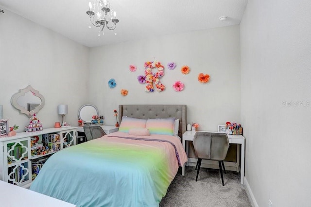 10703 Morning Dew Way, Tampa, FL 33647 - carpeted bedroom featuring baseboards and a chandelier