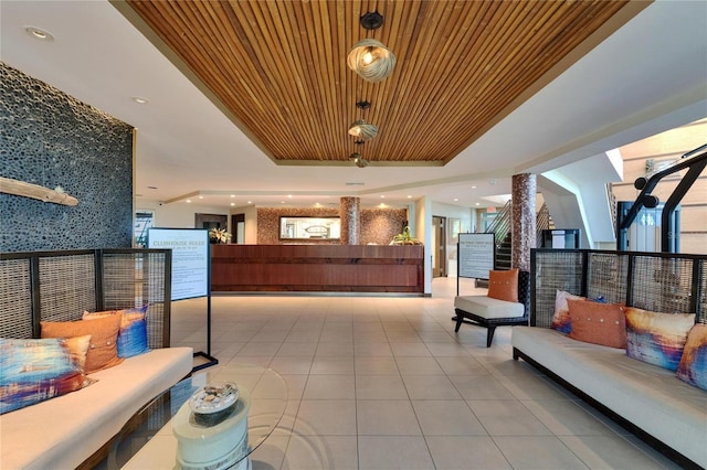 reception area featuring ornate columns