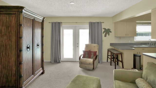 6035 19th St NE, Saint Petersburg, FL 33703 - living area with light colored carpet and a textured ceiling