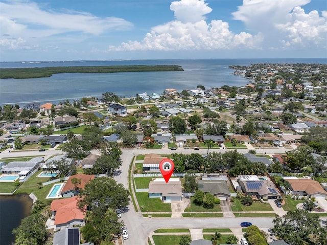 6035 19th St NE, Saint Petersburg, FL 33703 - aerial view of property's location with a nearby body of water and nearby suburban area