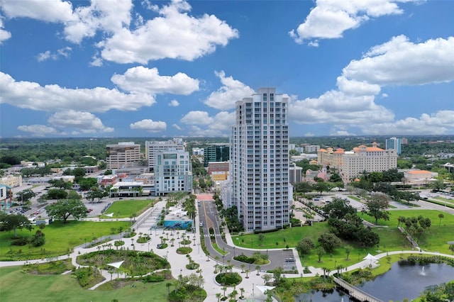 331 Cleveland St Unit 320, Clearwater, FL 33755 - drone / aerial view featuring a water view and a city view