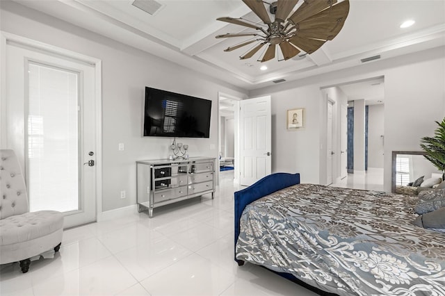 11014 Rustic Timber Loop, San Antonio, FL 33576 - bedroom with coffered ceiling, visible vents, and light tile patterned floors