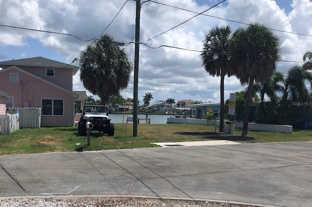 view of road featuring a water view
